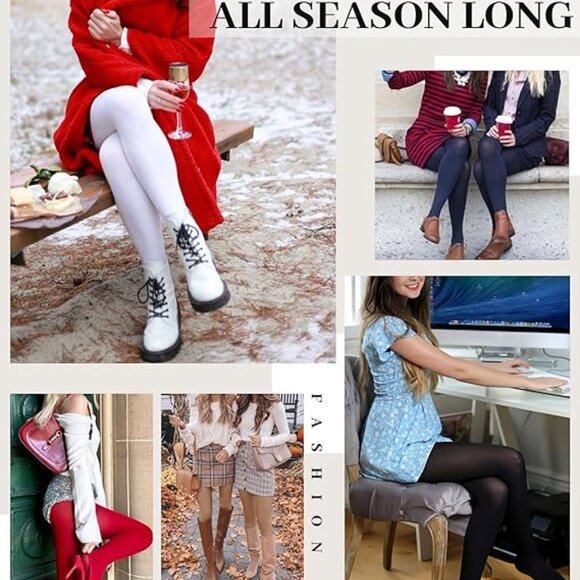 3 Pairs 80D Tights for Women Opaque Black High Waisted Stockings - Picture 4 of 5